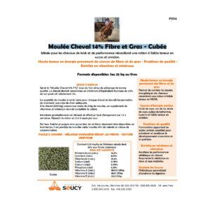 Moulée Cheval 14% Fibre et Gras – Cubée (Meunerie Soucy)