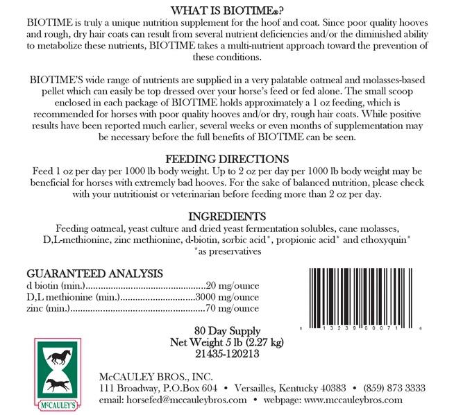 Biotime® Hoof and Coat Supplement (McCauley’s Equine Formulas) - Equine ...