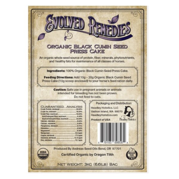 Organic Black Cumin Seed Press Cake (Headley Holistics)