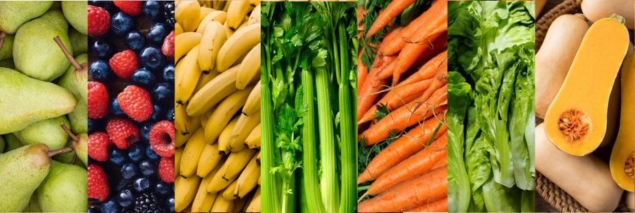 Safe human foods for horses such as pears, berries, carrots, bananas, and celery