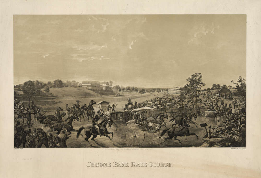 historical drawing of jerome park race course