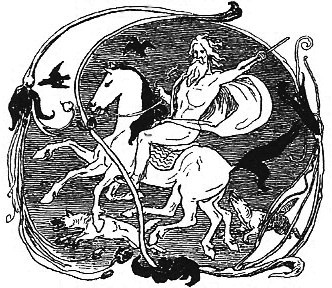 rendering of odin riding sleipnir