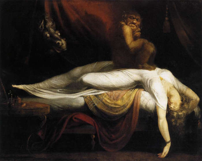 painting of a sleeping woman, demon, and ghostly horse